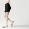 Pantalones de yoga de tiro alto con sensación de segunda piel, shorts deportivos cortos de yoga, shorts de fitness con cordón para levantar glúteos, pompis de durazno, para mujer, para usar en exteriores