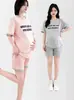 Traje de Dos Piezas de Manga Corta para Maternidad, Ropa de Maternidad a la Moda, Ropa de Maternidad Holgada Tallas Grandes, Ropa Casual para Casa