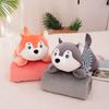 Edredom de Ar Condicionado de Desenho Animado Almofada Brinquedo de Pelúcia Husky Dois em Um Cobertor para Sesta no Escritório Logo Imprimível