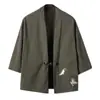 Ropa nueva de hombre estilo chino para primavera y verano, cárdigan Hanfu bordado de grulla vintage, kimono túnica taoísta holgada de talla grande estilo japonés