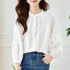Venta Directa de Fábrica Camisa de Manga Larga con Bordado de Encaje Delicado Estilo Francés para Mujer 2026 Otoño Nueva Blusa Elegante y Única