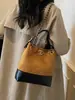 Bolso de Mano Retro Europeo y Americano para Viajes de Trabajo de Alta Gama con Cierre Gran Capacidad Bolso de Hombro Bloque de Color Costura Cadena Bolso de Mujer de Comercio Exterior