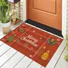 Serie Navideña Roja Transfronteriza Felpa de Cristal Estampada Alfombrilla para Piso Entrada del Hogar Antideslizante Resistente a la Suciedad Felpudo Venta al por Mayor