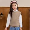 Nuevo Chaleco sin Mangas Unisex 100% Lana Pura para Niños y Niñas Cuello Redondo Bebé Color Sólido Lavable a Máquina Moderno