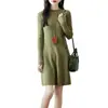 Vestido de Punto Otoño/Invierno 2026 Adelgazante Hasta la Rodilla Cuello Redondo para Mujer Elegante Vestido Suéter de Otoño/Invierno