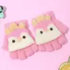 Luvas de inverno infantis estilo coreano bebê desenho animado 4-10 anos feminino fofo pelúcia flip cinco dedos estudante quente meio dedo