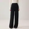 Pantalones de Cachemir de Cintura Alta Pierna Recta para Mujer Gruesos Sueltos de Pierna Ancha Casual Adelgazantes de Temperamento Versátiles Tejidos