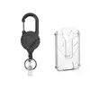 Llavero Metálico Retráctil Negro en Stock con Cable de Acero para Porta Credencial de Identificación, Mosquetón, Anti-Pérdida