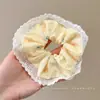 Suave con el cabello, elegante y con estilo, scrunchie, pasador de malla floral pequeño estilo coreano, accesorio para el cabello plisado de estilo de hada