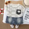 Roupas Infantis Moda Ternos para Meninos 2026 Novo Estiloso Roupa Casual de Verão para Meninos Manga Curta Solta Conjunto de Duas Peças