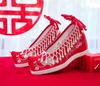 Zapatos de boda de ganso salvaje de siete cm con cuentas Zapatos de novia de boda china Sedan Xiuhe zapatos bordados con cuentas del viejo Pekín Hanfu