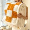 Manta de invierno gruesa de tres capas, acolchada, de doble cara, de franela coral y lana de cordero, ideal para la siesta en la oficina.