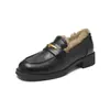 Mocasines Forrados de Lana Augu Shiden para Mujer 2026 Nuevos Zapatos de Algodón para Nieve Gruesos con Suela de Piel Negra