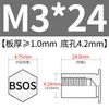 Poste de tuerca remache de acero inoxidable para agujero ciego BSOS-M3, agujero inferior 4.2, remache hexagonal de cabeza plana para chapa metálica