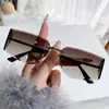 Novos Óculos de Sol Tendência Sem Aro Superfície Curva Dobrável Personalizados Doces Cool Óculos de Sol Protetor Solar à Prova de UV Óculos de Sol de Metal para Mulheres