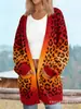 Nuevo cárdigan fino largo de comercio exterior transfronterizo con bolsillos, abrigo suéter de moda estampado para otoño e invierno, personalizado, casual para mujer