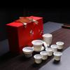 Conjunto de chá kung fu mapa Qingming Shanghe porcelana branca exterior lisa interior esmaltado fabricante de chá doméstico xícara de chá escritório presente comercial