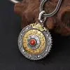 Collar retro con diseño de Bagua y turquesa del zodiaco Nine Palace para hombre, colgante de plata tailandesa Ping An personalizado y creativo para hombre y mujer.