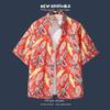 Moda de Verano Estilo Hawaiano de Playa Camisa Floral de Manga Corta para Hombre Talla Extra Camisa Fresca de Seda de Hielo con Sal Ropa de Hombre