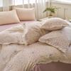Ins Renda Coreana Fio Duplo Camada Roxo Taro Floral Pequeno Jogo de Cama Quatro Peças 1,5m 1,8m Algodão Puro