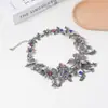 Collares de Estilo Europeo y Americano, Modernos Collares de Flor con Incrustaciones de Piedras Preciosas para Mujer, Populares Accesorios de Cadena para Suéter, Cadena para Suéter de Venta Caliente Transfronteriza
