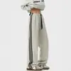 Calça de Três Listras para Homens, Novo Estilo de Primavera, Calça de Moletom Pesada Retrô Americana, Marca da Moda, Calça Longa Casual Solta de Perna Reta