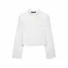 ZA Ropa de Mujer de Comercio Exterior Transfronterizo Europa AliExpress Venta Caliente Otoño Temperamento Blanco Crudo Irregular Botón Diagonal Chaqueta de Traje