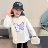 Camiseta de algodón puro para niñas, tallas mediana y grande, bonita camiseta de manga larga básica para niños, top para niña pequeña, nuevo estilo primavera y otoño 2026