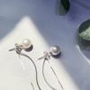 Aretes de plata esterlina 925 aretes de plata de cuerpo completo con incrustaciones de Perla Shijia importada de Austria aretes elegantes versátiles para mujer simples