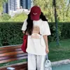 Camiseta de Algodón Puro Talla Grande Americana de Manga Corta para Mujer 2025 Nuevo Verano Holgada de Media Manga Moda y Versátil Ropa