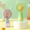 Ventilador de mão pequeno de caracol para o verão, recarregável por USB, portátil, pequeno, fofo, divertido, desenho animado, de mão
