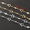 Acero Inoxidable Chapado en Oro de 18 Quilates Cadena de Estrella de Cinco Puntas Conservación del Color Hueca Cadena Hecha a Mano Accesorios para Manualidades Cadena Decorativa Cadena de Arroz