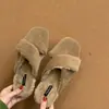 Nuevas Pantuflas Planas de Piel Estilo Coreano Otoño/Invierno 2026 para Mujer, Pantuflas Semi-cerradas Elegantes para Exteriores de Otoño