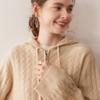 Outono e Inverno Caxemira Casual Versátil Solto Com Capuz Trançado Solto Zíper Cardigan Suéter Jaqueta de Caxemira