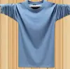 Camiseta de Hombre para Otoño Talla Grande Holgada Ropa de Trabajo para Trabajadores Migrantes Top Delgado de Seda Helada de Manga Larga para Hombre Cuello Redondo Negro Puro