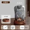 Quemador de incienso de áloe madera estilo chino, adorno de aromaterapia de vidrio, lámpara de vela con pantalla, fragmentos de madera natural, lámpara de aromaterapia para el hogar y ceremonia del té