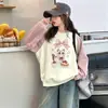 Sudadera para niñas Dopamine, prenda base de punto de manga larga con cuello redondo, versátil para niños, para primavera, otoño e invierno, top con forro polar