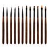 Set de Plumas para Manicura de Nogal Japonés, Pluma de Flor, Pluma Redonda Pintada para Dibujar Líneas, Herramienta de Pluma para Difuminado Gradiente