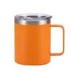 Taza térmica de acero inoxidable 304 transfronteriza, taza con asa portátil, taza de café de doble capa con pulverización de plástico, venta al por mayor personalizada