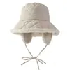 Chapéu de Pescador Grande com Design Japonês para Afinar o Rosto Feminino, Chapéu de Balde Pelúcia Quente Protetor de Orelhas para Outono e Inverno, Chapéu à Prova de Vento para Ciclismo ao Ar Livre