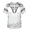 Patrón Cultural de Tótem Africano Impreso en 3D Transfronterizo Nuevo Camiseta Casual de Manga Corta para Hombre Venta Directa de Fábrica Fuente