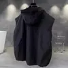 Camiseta sin mangas con capucha y cremallera para hombre, Marca de tendencia Primavera y Otoño, Chaleco holgado bordado estiloso para usar sobre otras prendas