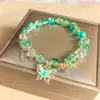 Pulsera de Abalorios Mariposa Explosiva de 8 mm Estilo Ins Versátil Dulce Joyería para Mejor Amiga Pulsera de Cristal de Colores Gradiente
