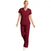 Novos uniformes de trabalho com decote em V para homens e mulheres, uniformes de manga curta de secagem rápida para enfermeiros dentários, uniformes de trabalho hospitalares de duas peças