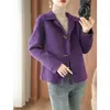 Abrigo de lana de doble cara para mujer, estilo corto para figuras petite, nuevo modelo otoño e invierno 2026, versátil top de color liso, elegante abrigo de lana