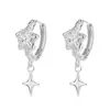 Pendientes Estrella Fugaz Pendientes de Plata 925 para Mujer, Estrella Brillante de Cinco Puntas Circonita Joyería Transfronteriza, Pendientes y Clips de Oreja de Diseño Nicho