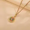 Nova Colar Pingente Bússola Catavento Colorido Esmaltado Estilo Chinês para Mulheres, Corrente de Pescoço Elegante e de Alto Padrão para Suéter
