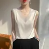 Camisola de Verano de Seda de Hielo con Cuello en V para Mujer, Top Exterior sin Mangas, Traje de Moda Holgado, Ropa Interior