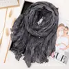 Bufanda plisada de algodón y lino suave artística para otoño e invierno, Bufanda de seda arrugada elegante y con estilo, Chal fotográfico cálido y cortavientos para viajes