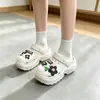 Verão Novo Estilo Coreano Sapatos Furados Femininos Sola Grossa Desenho Animado DIY Antiderrapante Externo Versátil Praia Sapatos Fechados no Dedo Atacado